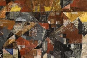 Bartha László (1908-1998): Geometrikus városkép. Vegyes technika, karton, jelzett a hátoldalán. Fake...