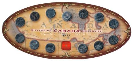 Kanada 1999. 25c (13xklf) Millennium szett díszkiadásban T:UNC  Canada 1999. 25 Cents (13xdiff) Millennium coin set in original packing C:UNC