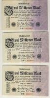 Német Birodalom / Weimari Köztársaság 1923. 2.000.000M (3x) egymás utáni sorszámokkal T:I,I-