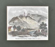 cca 1860 Torockó Szent-György romjai (Nemes Ö. rajza.), Vasárnapi Újság illusztráció, színezett fametszet, papír, paszpartuban, 9x11 cm