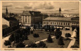 1934 Nyíregyháza, látkép, Stern Sándor, Feuer Miksa üzlete (EK)