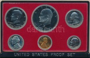 Amerikai Egyesült Államok 1976S 1c-1$ (6xklf) forgalmi sor eredeti, sérült tokban T:PP  USA 1976S 1 Cent - 1 Dollar (6xdiff) coin set in original, damaged case C:PP