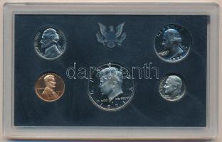 Amerikai Egyesült Államok 1971S 1c-1/2$ (5xklf) forgalmi sor eredeti, sérült tokban T:PP  USA 1971S 1 Cent - 1/2 Dollar (5xdiff) coin set in original, damaged case C:PP