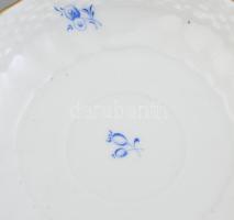 Herendi kék virágmintás mokkás csésze aljjal, d: 13,5cm, jelzett, hibátlan
