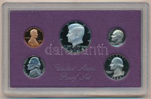 Amerikai Egyesült Államok 1984S 1c-1/2$ (5xklf) forgalmi sor eredeti tokban T:PP  USA 1984S 1 Cent - 1/2 Dollar (5xdiff) coin set in original case C:PP