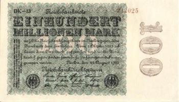 Német Birodalom / Weimari Köztársaság 1923. 100.000.000M (3x) cégnyomat "Ringe" vízjellel,...