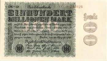 Német Birodalom / Weimari Köztársaság 1923. 100.000.000M (3x) cégnyomat "Ringe" vízjellel,...