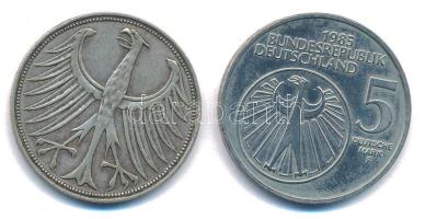 Német Szövetségi Köztársaság 1951D 5M Ag + 1985F 5M Cu-Ni "A zene európai éve" T:2 German ...
