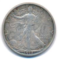 Amerikai Egyesült Államok 1918. 1/2$ Ag Walking Liberty T:3 patina USA 1918. 1/2 Dollar Ag Walking Liberty C:F patina