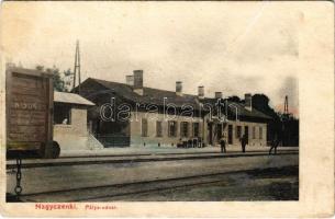 1911 Nagycenk, pályaudvar, vasútállomás, vonat (fa)