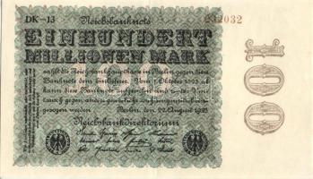 Német Birodalom / Weimari Köztársaság 1923. 100.000.000M (2x) cégnyomat "Ringe" vízjellel T:I,II