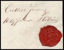 1842 Nyergesújfalu, anyakönyvi kivonat, Crettier Ferenc plébános aláírásával, viaszpecséttel