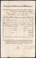 1834 Pozsony, Szent Márton plébánia által kiállított anyakönyvi kivonat, rajta Prybila József (1787-1860) plébános, későbbi esztergomi kanonok aláírásával, papírfelzetes viaszpecséttel.