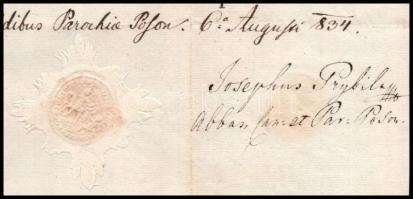 1834 Pozsony, Szent Márton plébánia által kiállított anyakönyvi kivonat, rajta Prybila József (1787-...