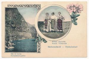 Herkulesfürdő, Baile Herculane; Hét hő forrás, Román népviselet / mineral water spring, Romanian folklore. Art Nouveau, floral