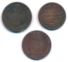 Vegyes: 1861B 4kr Cu + Ausztria 1780K 1kr Cu "Mária Terézia" + Ausztria 1816A 1kr Cu T:3,1...