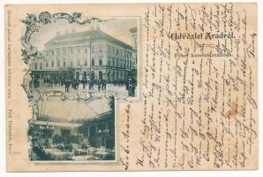 1899 (Vorläufer) Arad, Fehér Kereszt szálloda, belső. Honisch udvari fényképész felvételei után / hotel, interior. Art Nouveau, floral (fl)