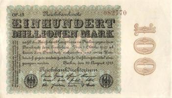 Német Birodalom / Weimari Köztársaság 1923. 100.000.000M (3x) cégnyomat, egymás utáni sorszámokkal T:I,II+