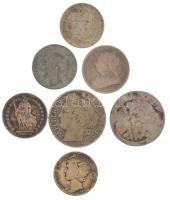 7db vegyes külföldi kis ezüstpénz, közte Amerikai Egyesült Államok 1942S 1D Ag "Mercury" +...