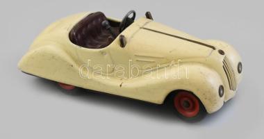 Schuco Examico 4001 felhúzós lemezjáték autó, 1936-1940 körül. Cabrio kivitelű, világos vajszínű old...