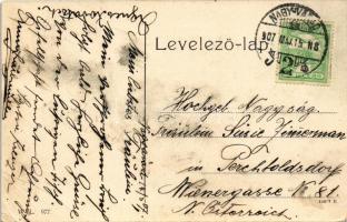 1907 Nagyvárad, Oradea; Fő utca, Rimanoczy palota, Szirmai, Sz. Kocsis János, Alkalmi áruház, zászló...