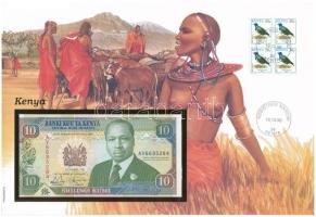 Kenya 1992. 10Sh felbélyegzett borítékban, bélyegzéssel T:UNC  Kenya 1992. 10 Shilingi in envelope with stamp and cancellation C:UNC