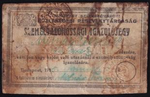 1925 Budapest Székesfővárosi Közlekedési Rt. (Beszkárt) kalauz részére kiállított, fényképes személy...