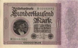 Német Birodalom / Weimari Köztársaság 1923. 100.000M (5x) egymás utáni sorszámokkal T:II