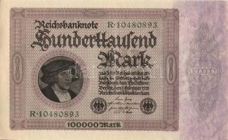 Német Birodalom / Weimari Köztársaság 1923. 100.000M (5x) egymás utáni sorszámokkal T:II