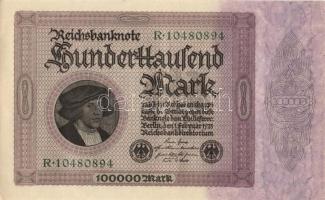 Német Birodalom / Weimari Köztársaság 1923. 100.000M (5x) egymás utáni sorszámokkal T:II