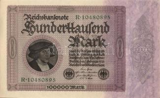 Német Birodalom / Weimari Köztársaság 1923. 100.000M (5x) egymás utáni sorszámokkal T:II