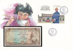 Makaó 1984. 10P borítékban, alkalmi bélyeggel bélyegzésekkel T:UNC  Macau 1984. 10 Patacas in envelope with stamps C:UNC