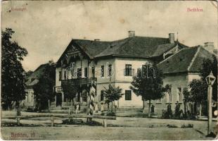 1907 Bethlen, Beclean; Vendéglő, üzlet. Bárány Bálint kiadása / restaurant, shop (lyuk / pinhole)