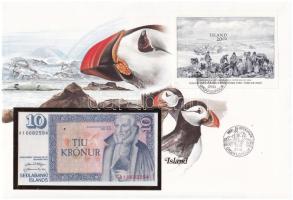 Izland 1961. 10K borítékban bélyeggel, bélyegzéssel T:UNC Iceland 1961. 10 Kronur in envelope with stamp and cancellation C:UNC
