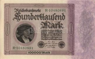 Német Birodalom / Weimari Köztársaság 1923. 100.000M (4x) egymás utáni sorszámokkal T:II+(egyszer ha...