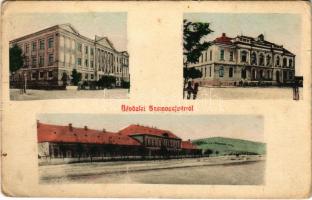 1912 Szamosújvár, Gherla; Főgimnázium, Járásbíróság, Huszárlaktanya télen / grammar school, district court, K.u.K. military hussar barracks in winter (EK)