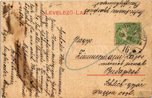 1909 Bánffyhunyad, Huedin; látkép / general view (szakadás / tear)