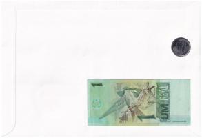 Brazília érmés és bankjegyes, pecsételt boríték benne 1994. 1R rozsdamentesacél érmével és 1994-1997...