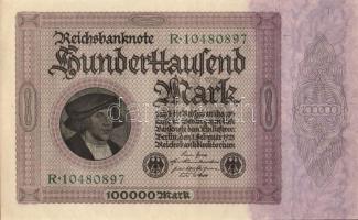 Német Birodalom / Weimari Köztársaság 1923. 100.000M (3x) egymás utáni sorszámokkal T:II