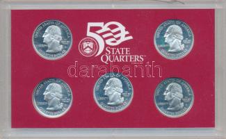 Amerikai Egyesült Államok 2000S 1/4$ Ag (5xklf) "50 állam negyed dollárosok" műanyag tokos...