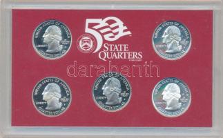 Amerikai Egyesült Államok 2005S 1/4$ Ag (5xklf) "50 állam negyed dollárosok" műanyag tokos...