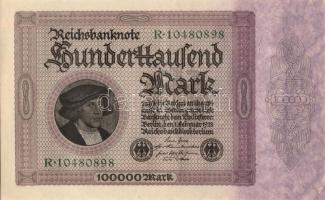 Német Birodalom / Weimari Köztársaság 1923. 100.000M (3x) egymás utáni sorszámokkal T:II