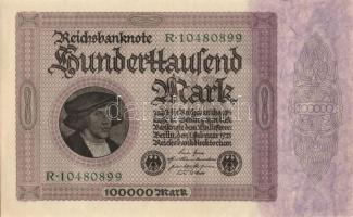 Német Birodalom / Weimari Köztársaság 1923. 100.000M (3x) egymás utáni sorszámokkal T:II