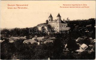 1908 Máriaradna, Mária-Radna, Radna (Lippa, Lipova); kegytemplom és zárda. W.L. (?) 3024. Csauscher József kiadása / Wohlfahrtskirche und Kloster / pilgrimage church and nunnery