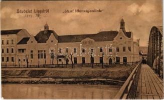 1913 Lippa, Lipova; József főherceg szálloda, híd. Zeitler Lajos kiadása / hotel, bridge (EK)