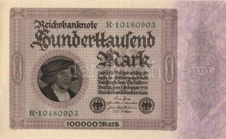 Német Birodalom / Weimari Köztársaság 1923. 100.000M (4x) egymás utáni sorszámokkal T:II