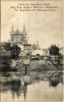 1921 Temesvár, Timisoara; Gyárváros, Régi Bega részlet a Millenniumi templommal / Fabrik, Alte Bega-Partie mit Milleniums-Kirche / riverside, church (EK)