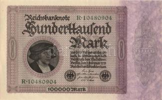 Német Birodalom / Weimari Köztársaság 1923. 100.000M (4x) egymás utáni sorszámokkal T:II