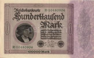 Német Birodalom / Weimari Köztársaság 1923. 100.000M (4x) egymás utáni sorszámokkal T:II