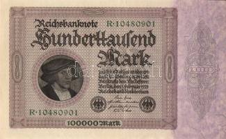 Német Birodalom / Weimari Köztársaság 1923. 100.000M (2x) közeli sorszámokkal T:II